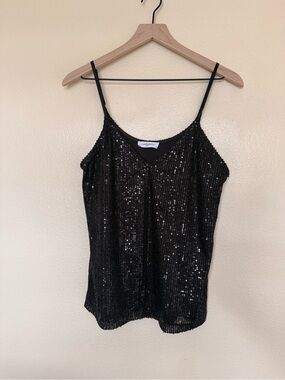 Carly Jean Los Angeles Black Sequin V-Neck Camisole